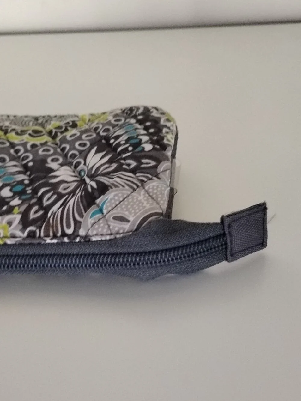 Studio C Floral Quilted Zip Pouch - Gray, Teal & Lime